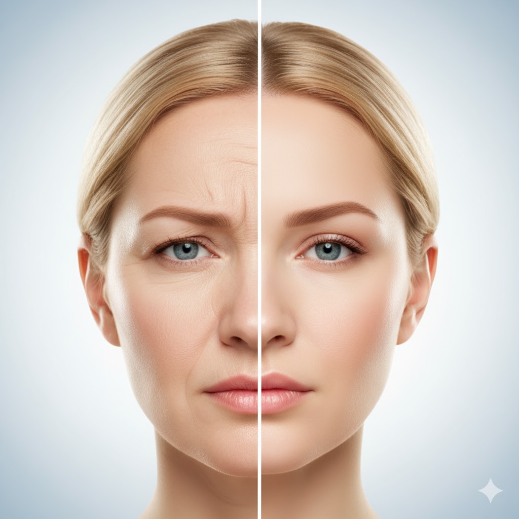 A serene portrait emphasizing smooth, youthful skin